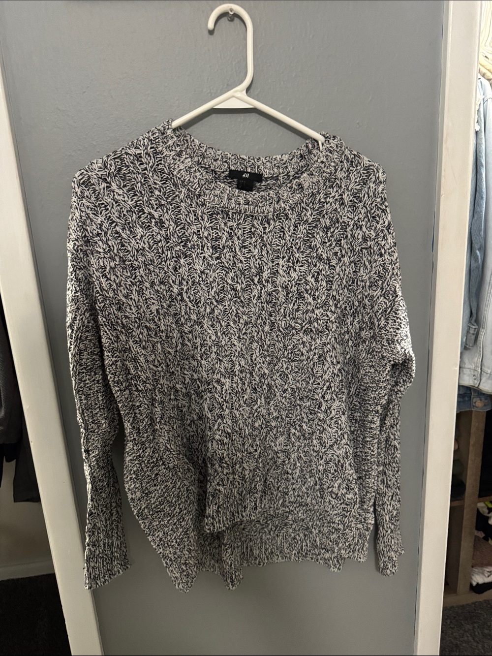 H&M Black & White Marled Crewneck Sweater